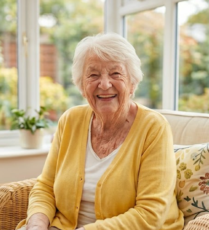 a happy AliMo Care client at home in Bristol — AliMo Care, Bristol